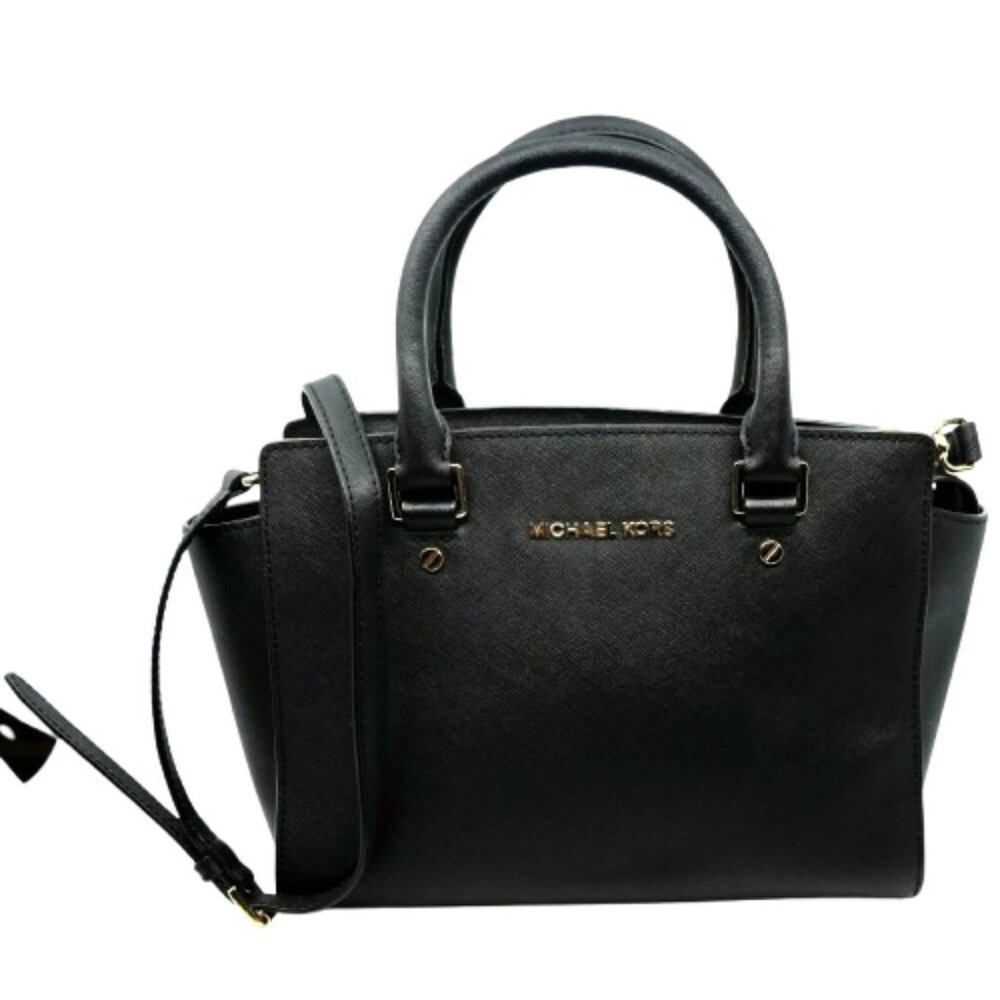 MICHAEL KORS~Selma~BLACK SAFFIANO LEATHER SATCHEL CROSSBODY BAG - Picture 3 of 6